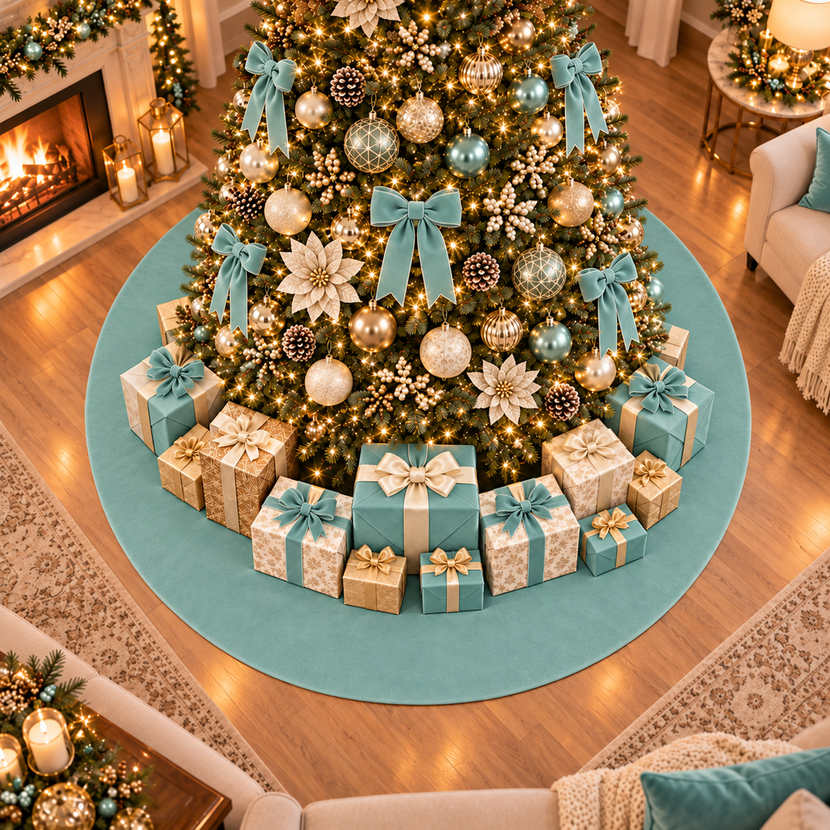 Copribase Tappeto Albero di Natale in Velluto Tiffany