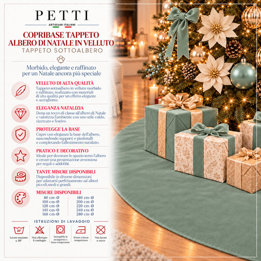 Copribase Tappeto Albero di Natale in Velluto Salvia