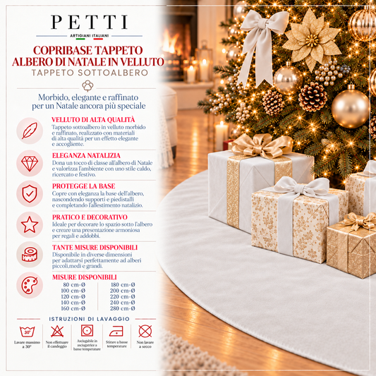 Copribase Tappeto Albero di Natale in Velluto Bianco