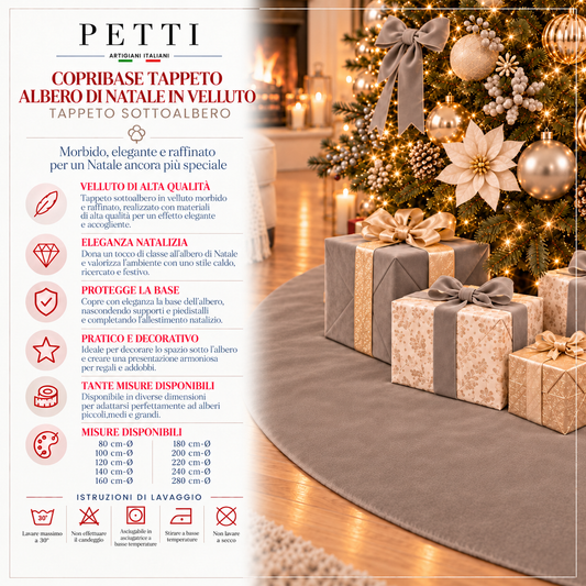 Copribase Tappeto Albero di Natale in Velluto Fango