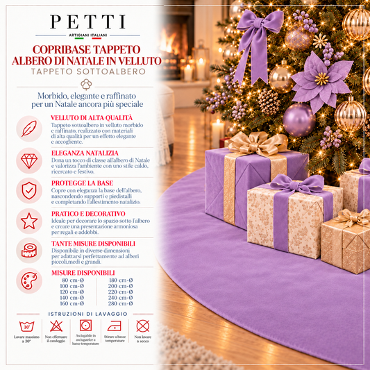 Copribase Tappeto Albero di Natale in Velluto Lilla