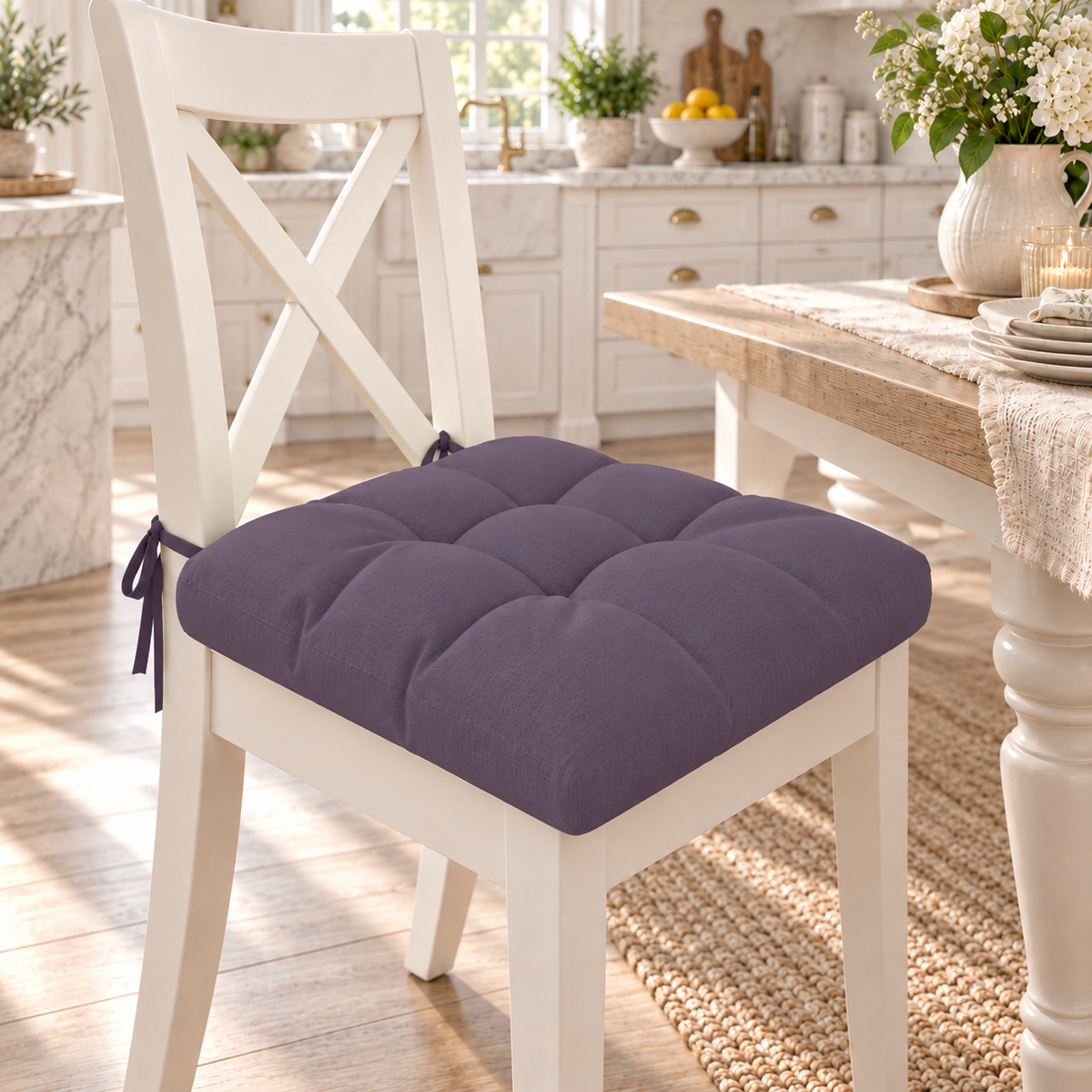 Coussins pour Chaises Housse de Chaise Shabby Chic Uni Mauve
