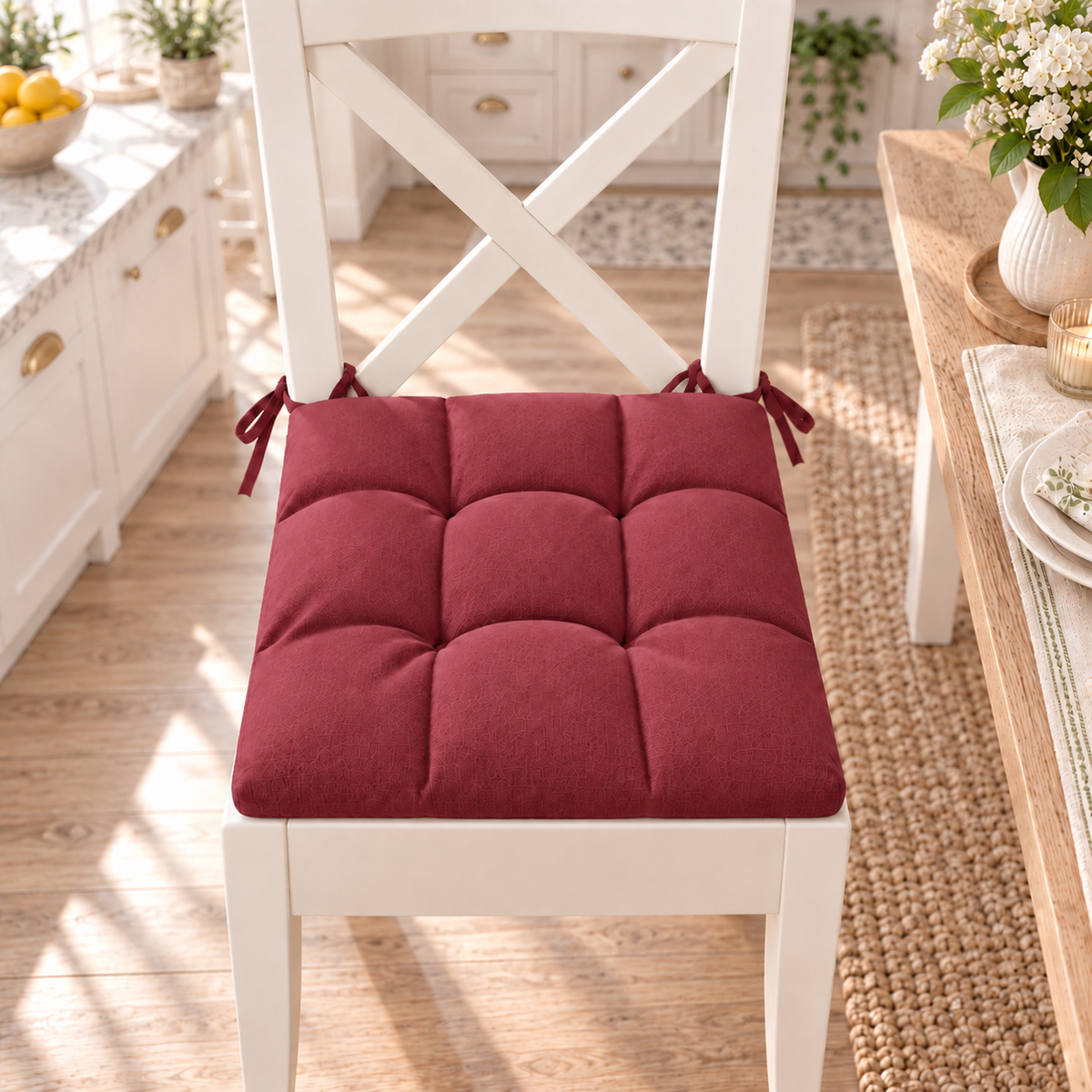 Coussins pour chaises de cuisine, housses de chaise 6 pièces bordeaux