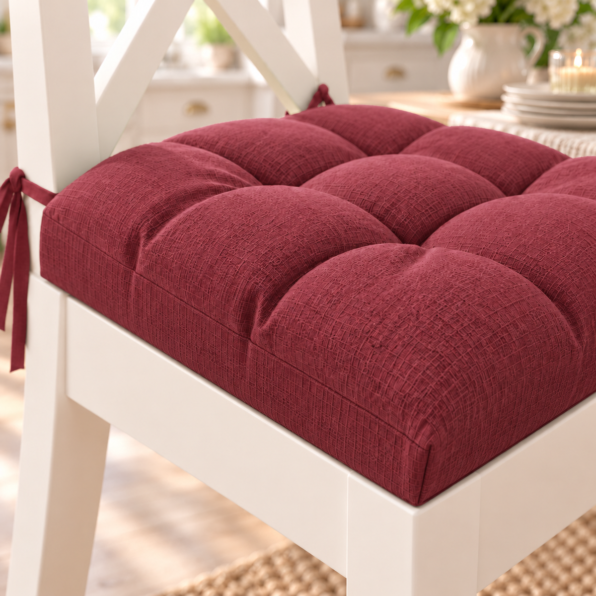 Coussins pour chaises de cuisine, housses de chaise 6 pièces bordeaux