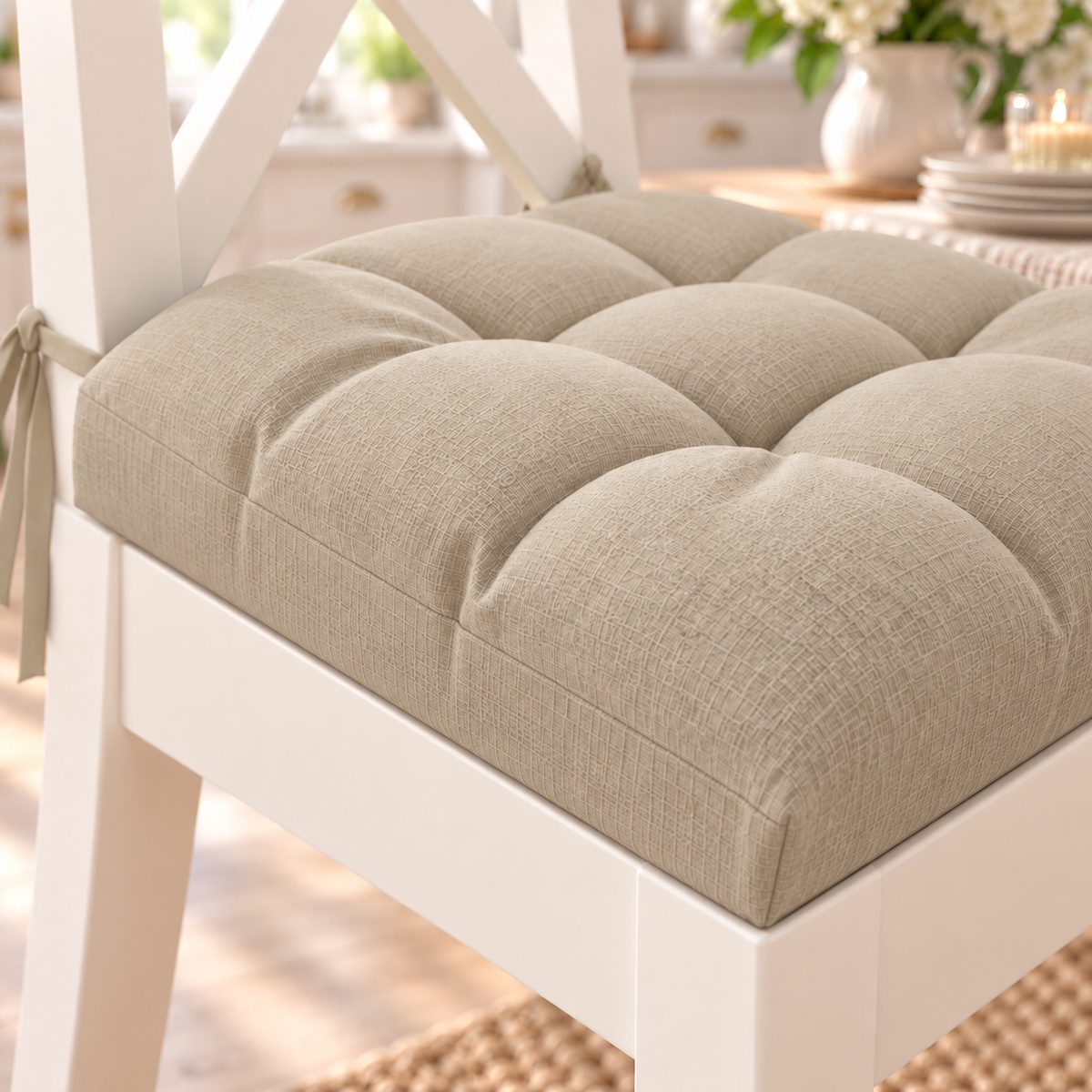 Cushions for Chairs Shabby Chic Solid Color Beige Chair Cover