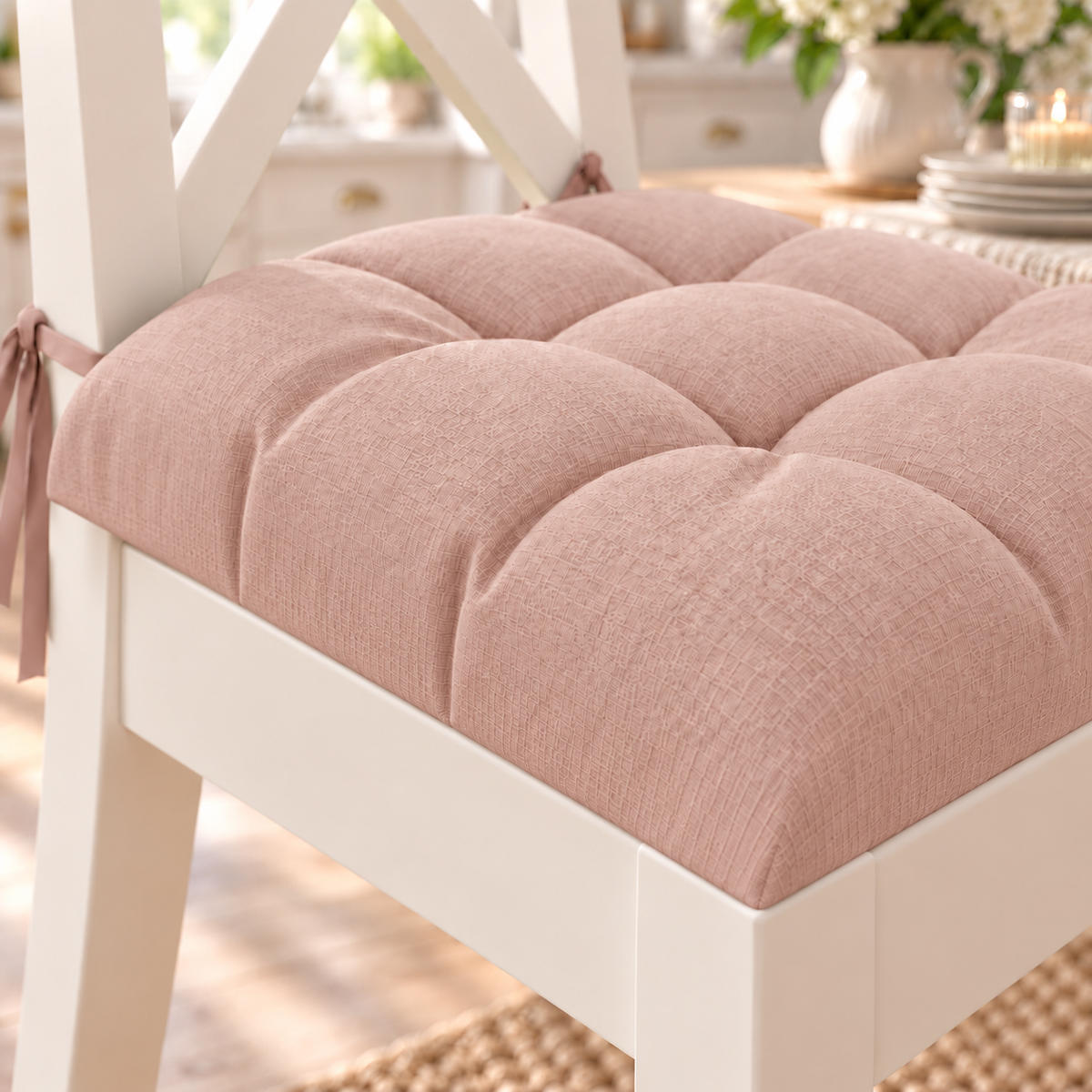Coussins pour Chaises Housse de Chaise Shabby Chic Uni Rose Poudré
