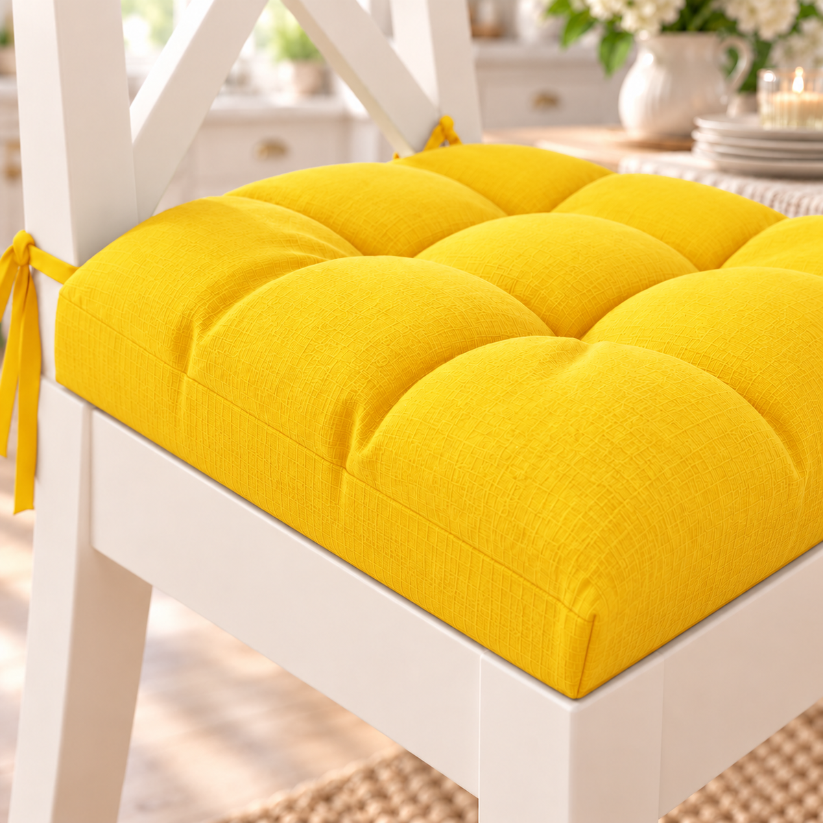 Kitchen Chair Cushions, Chair Cushions 6 Pieces Yellow