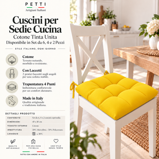 Kitchen Chair Cushions, Chair Cushions 6 Pieces Yellow