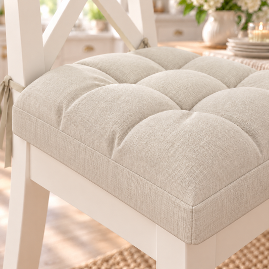 Coussins pour Chaises Housse de Chaise Shabby Chic Uni Beige