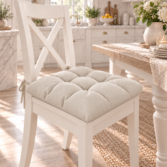 Coussins pour Chaises Housse de Chaise Shabby Chic Uni Beige