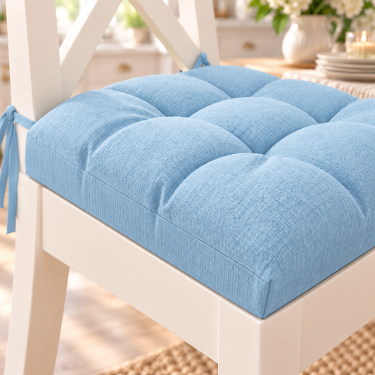 Kitchen Chair Cushions, Chair Cushions 6 Pieces Light Blue