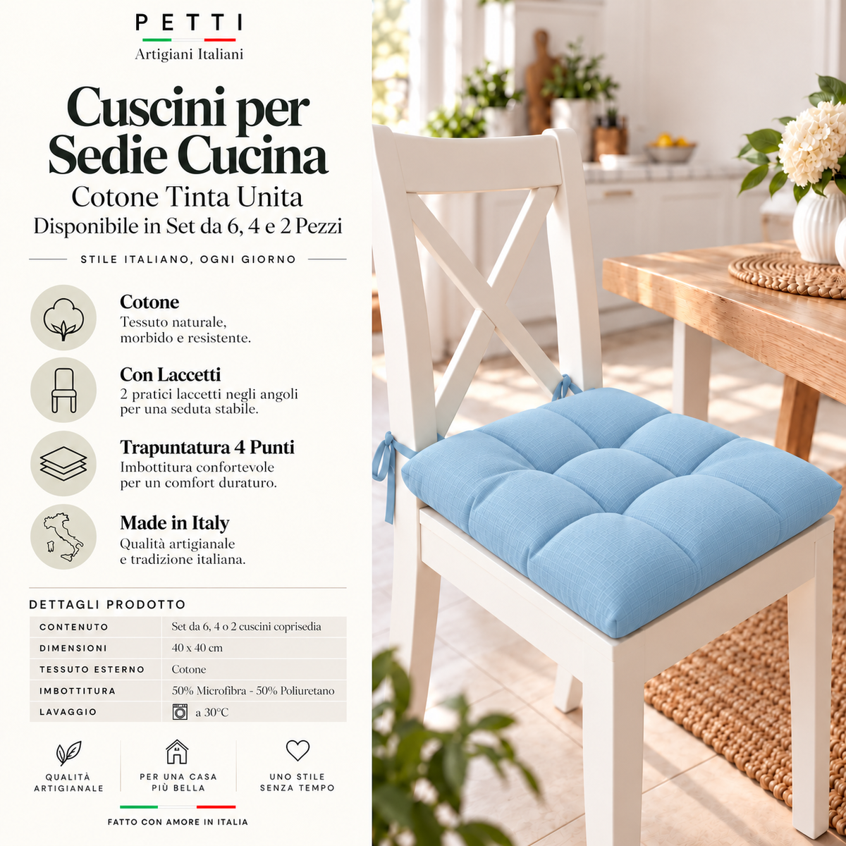 Coussins pour Chaises de Cuisine, Couvre-Chaises 6 Pièces Bleu Ciel