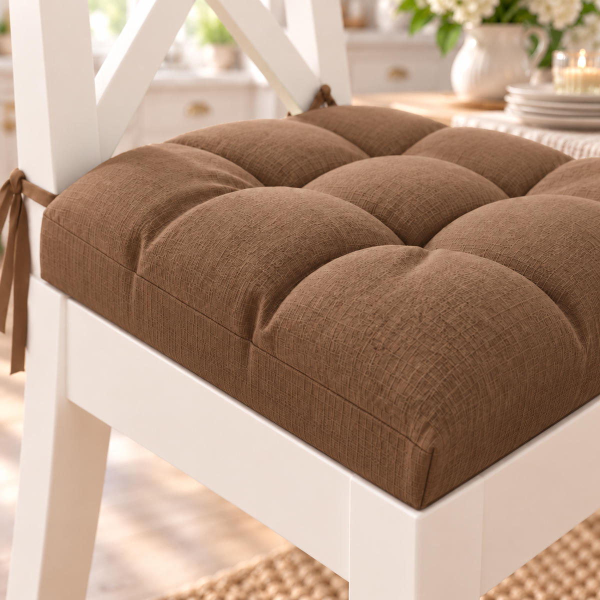 Kitchen Chair Cushions, Chair Cushions 6 Pieces Brown