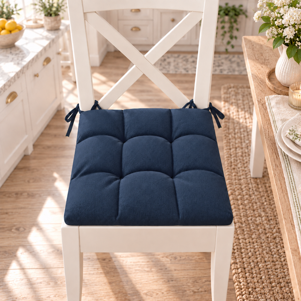 Coussins pour chaises housses de chaise Shabby Chic uni bleu nuit