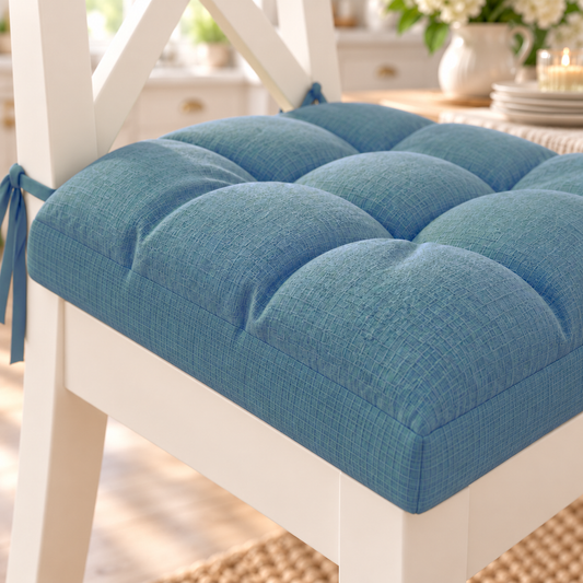 Coussins pour chaises housses unies bleu avion shabby chic