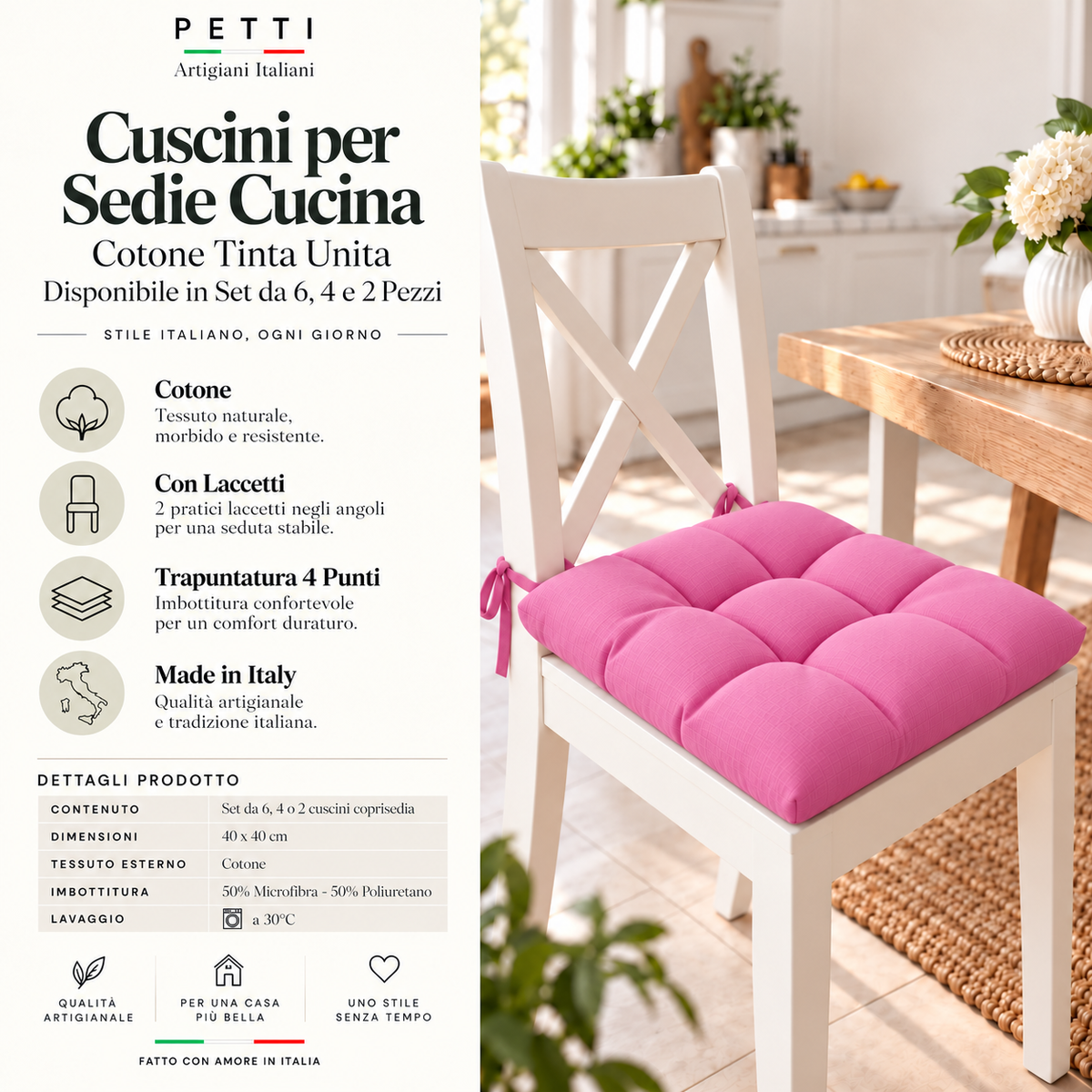 Kitchen Chair Cushions, Chair Cushions 6 Pieces Fuchsia