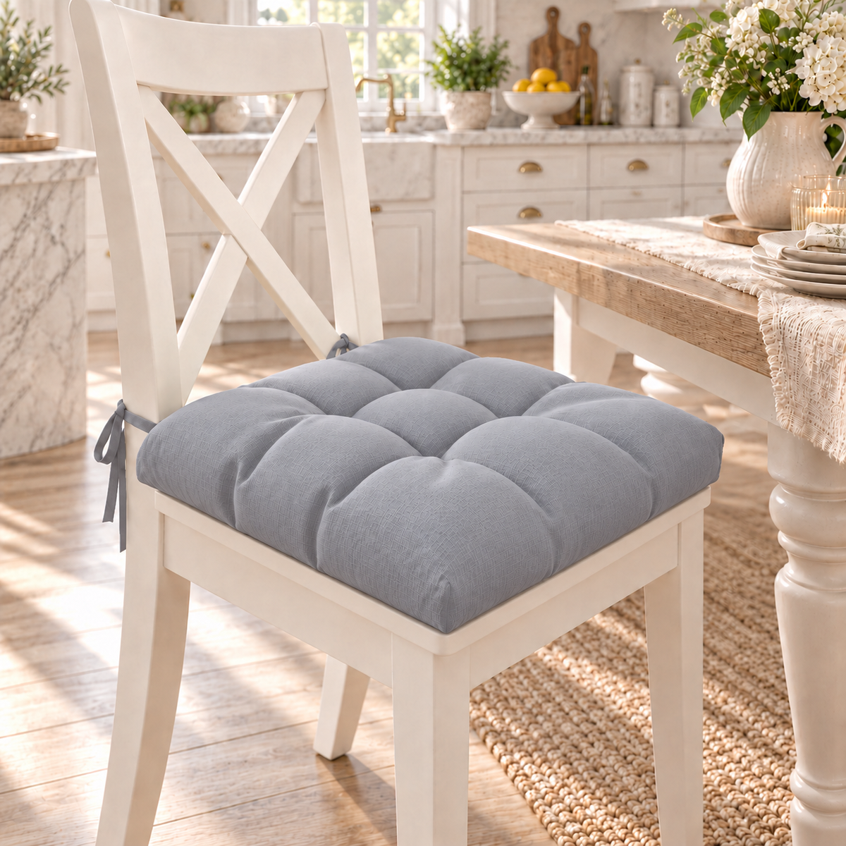 Kitchen Chair Cushions, Chair Cushions 6 Pieces Grey