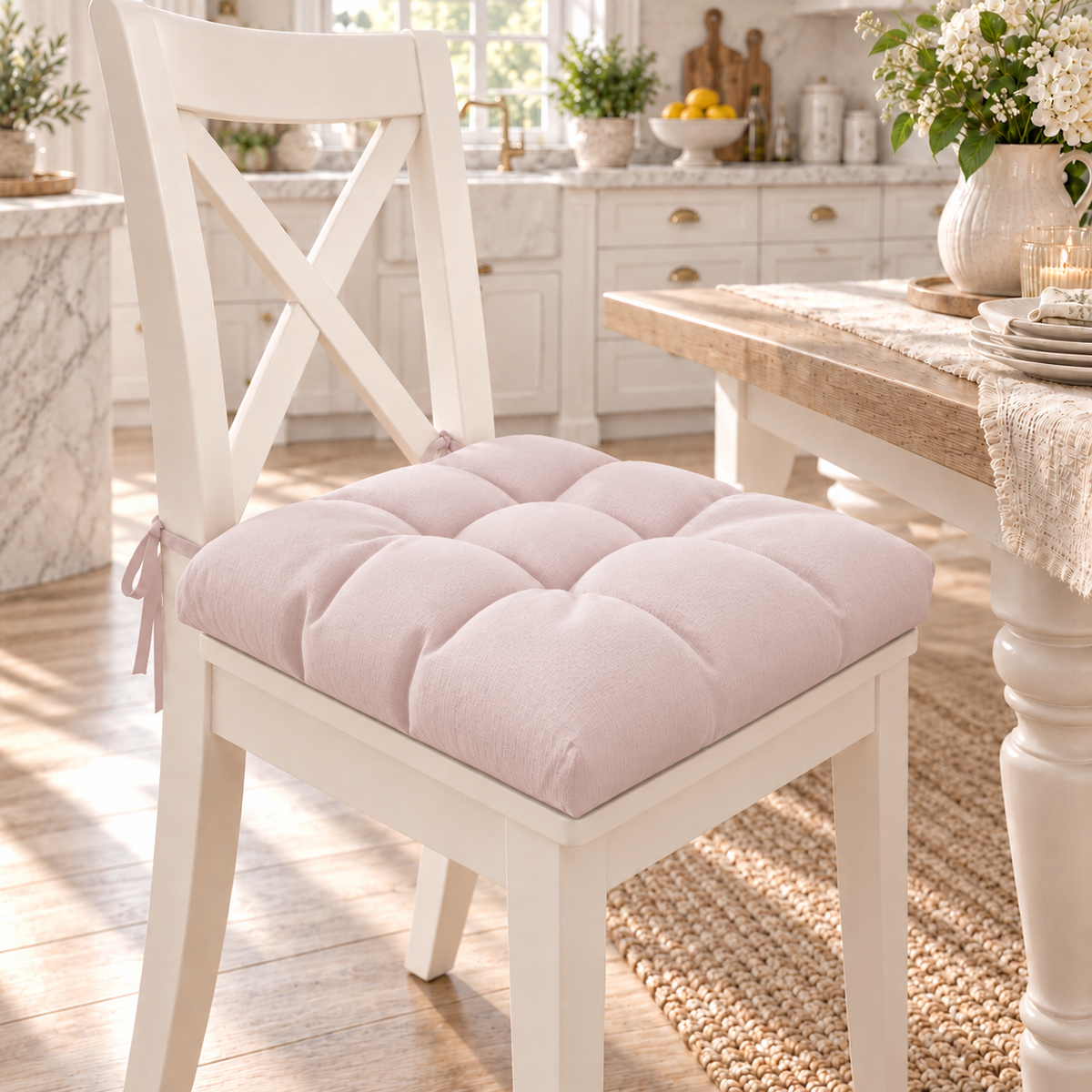 Coussins pour Chaises de Cuisine, Couvre-Chaises 6 Pièces Poudre