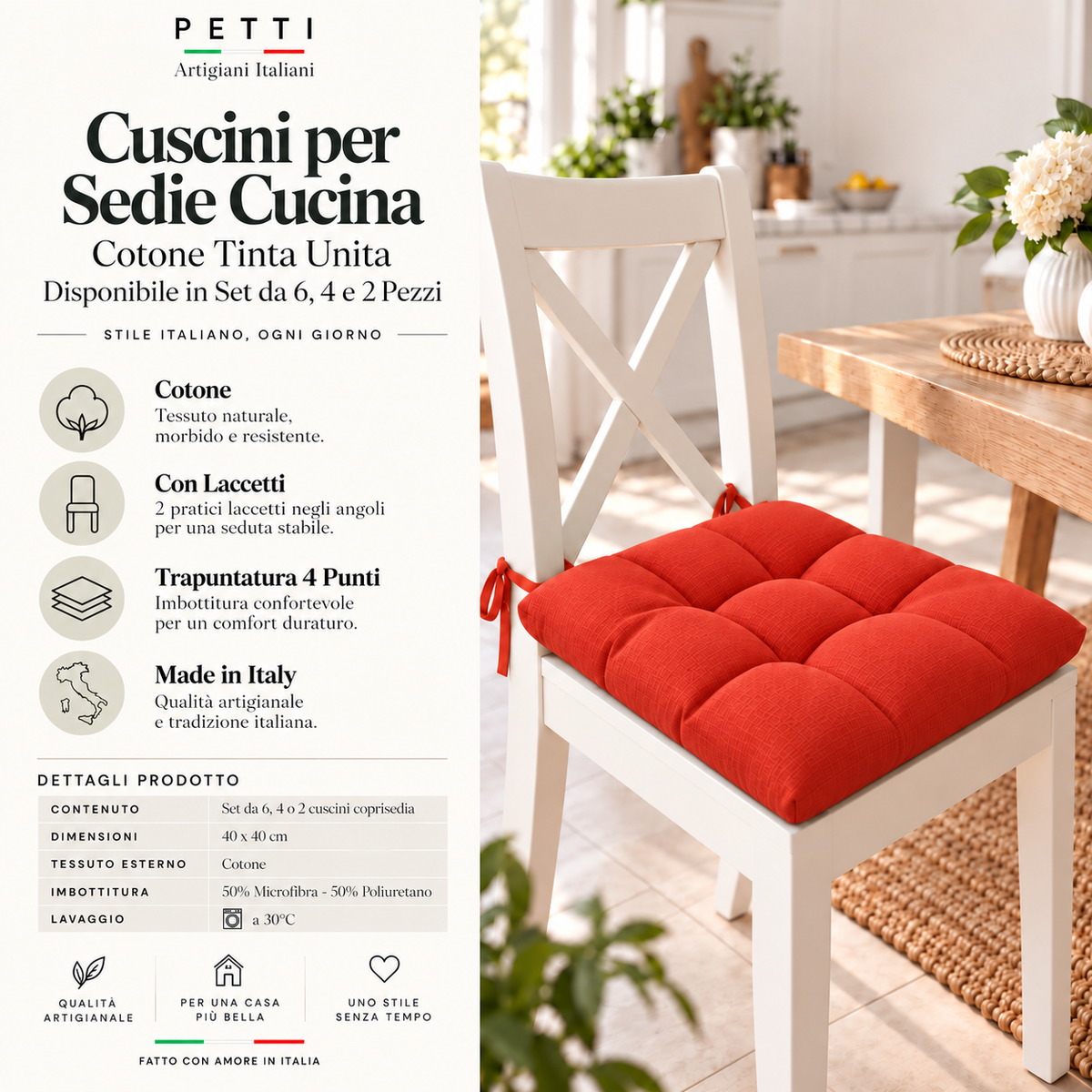 Coussins pour Chaises de Cuisine, Couvre-chaises 6 Pièces Rouge