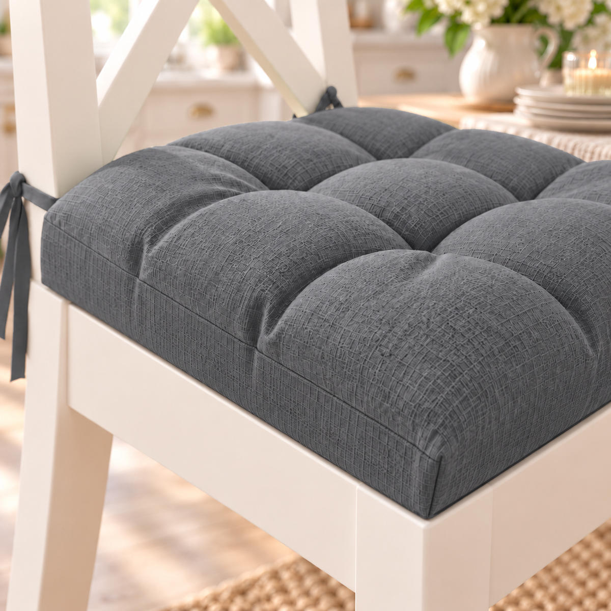 Coussins pour Chaises de Cuisine, Couvre-chaises 6 Pièces Gris Fumé