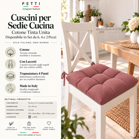 Cuscini per Sedie Cucina, Cuscini Coprisedie 6 Pezzi Cipria Scuro