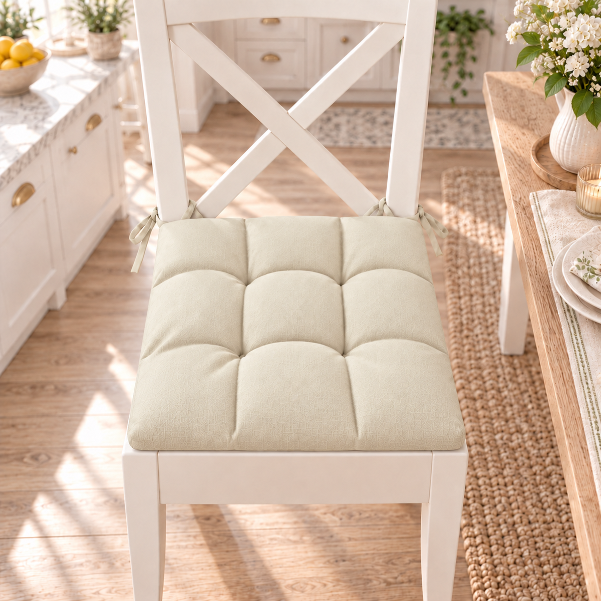 Kitchen Chair Cushions, Chair Cushions 6 Pieces Cream