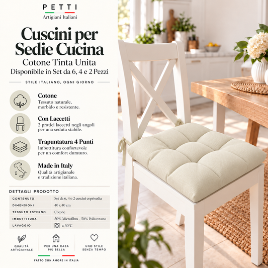 Kitchen Chair Cushions, Chair Cushions 6 Pieces Cream
