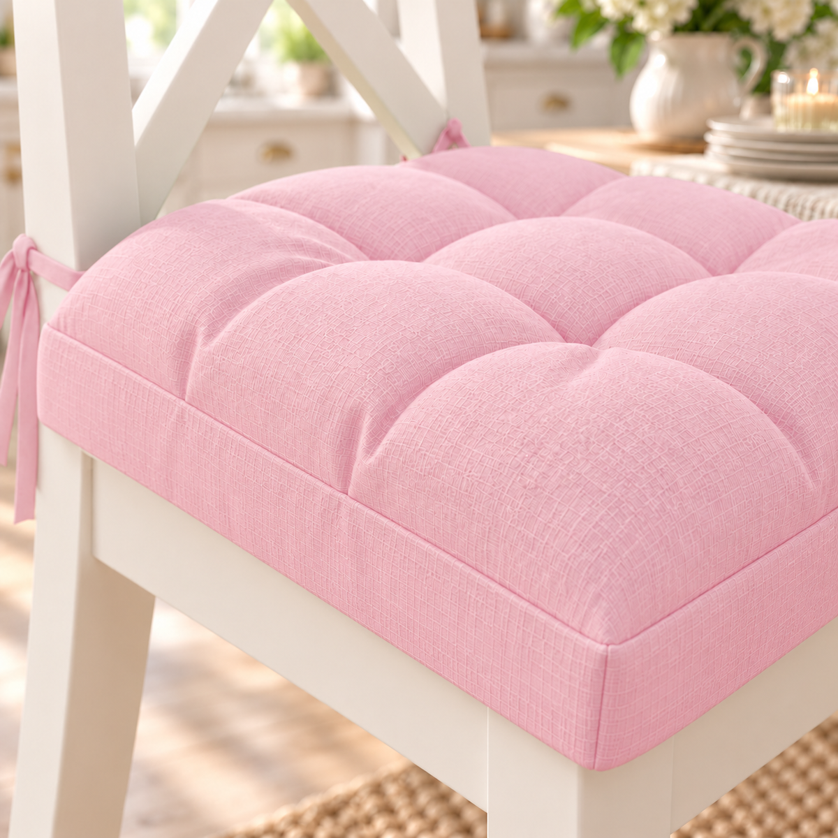 Coussins pour chaises housses de chaise Shabby Chic uni rose