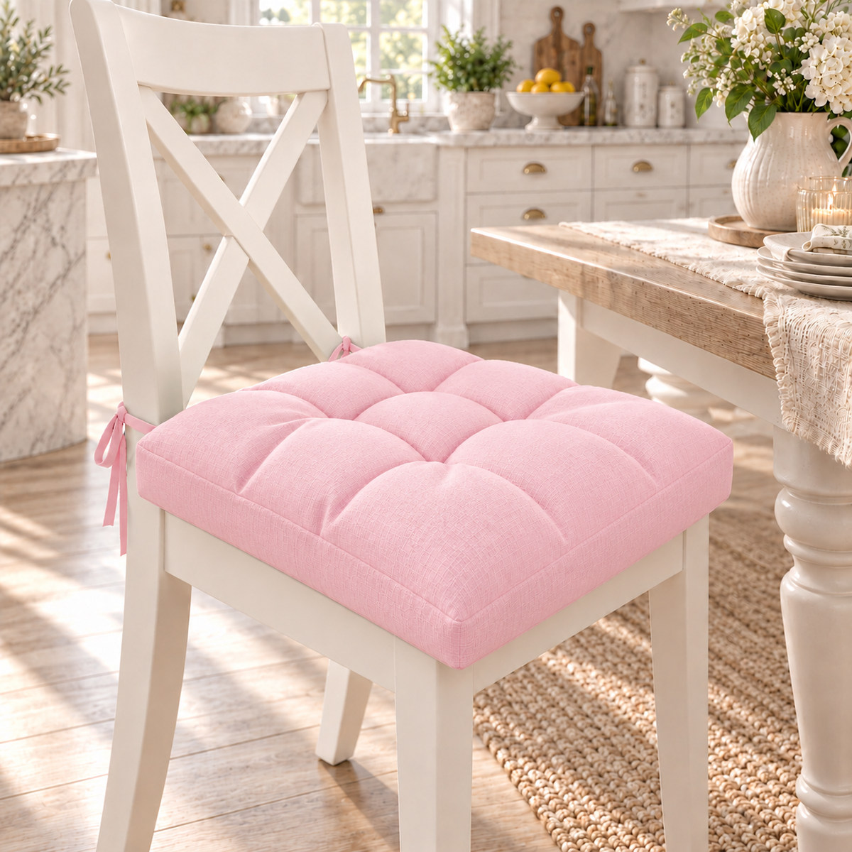 Coussins pour chaises housses de chaise Shabby Chic uni rose