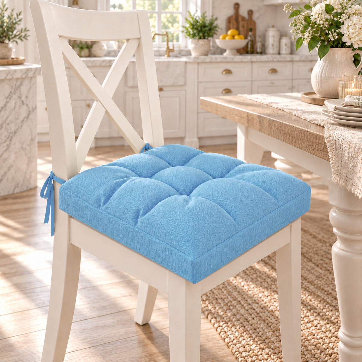 Coussins pour chaises housses de chaise Shabby Chic uni bleu ciel