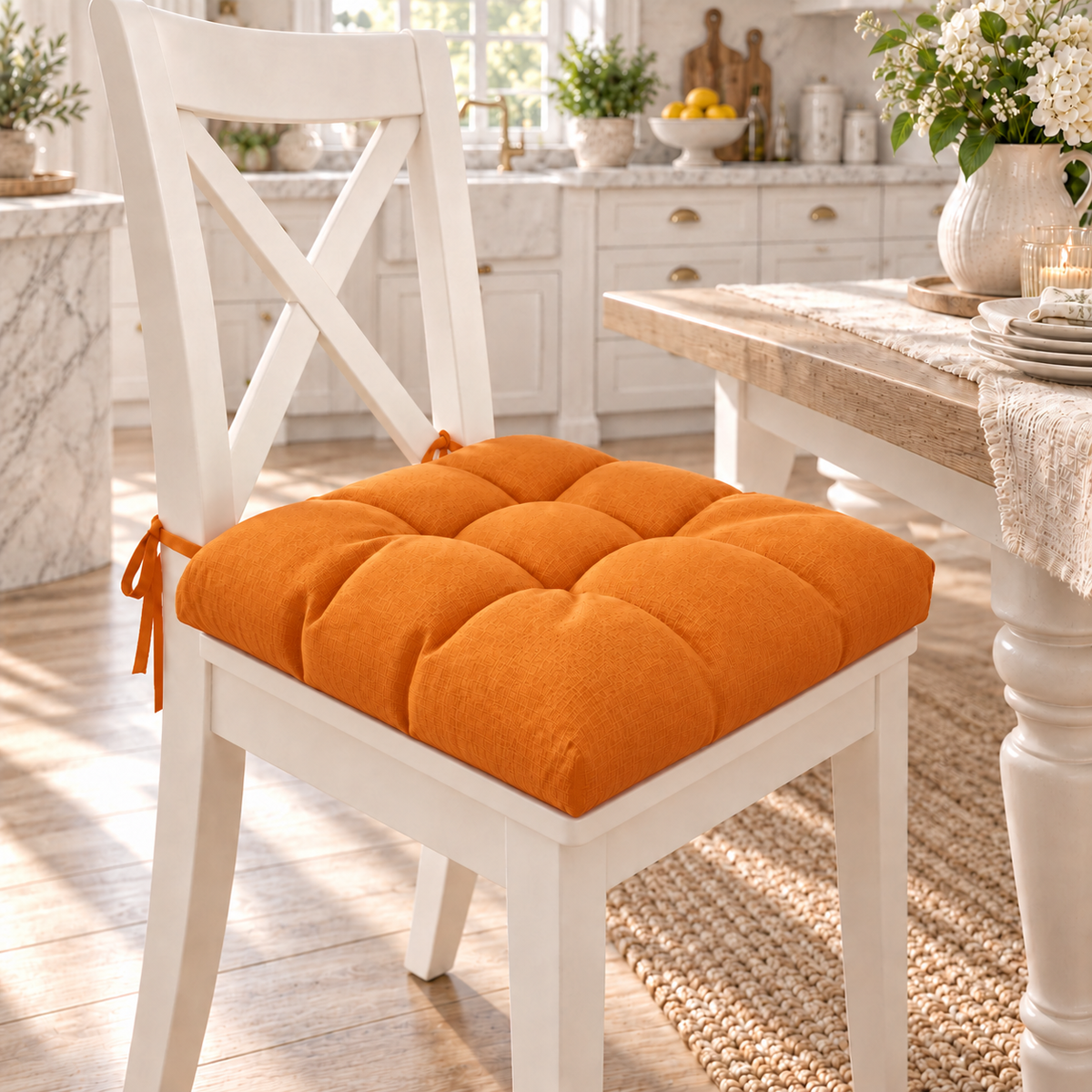 Coussins pour chaises housses de chaise Shabby Chic uni orange