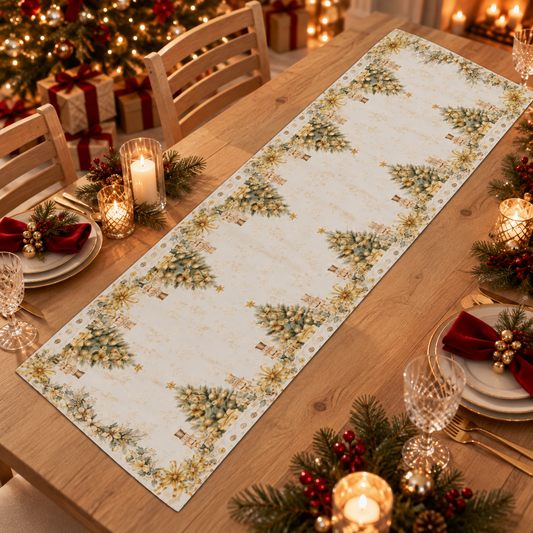 Runner Natalizi, Runner Tavola Natalizio, Tovaglia Runner Natalizia, Runner Cucina Xmas Gold
