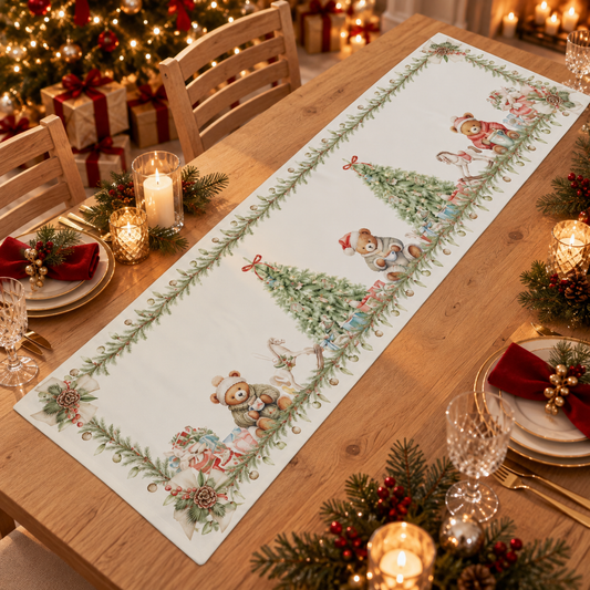 Runner Natalizi, Runner Tavola Natalizio, Tovaglia Runner Natalizia, Runner Cucina Xmas Bears