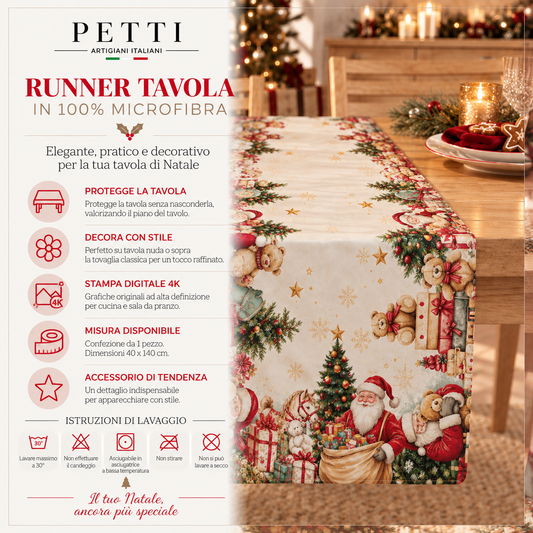 Runner Natalizi, Runner Tavola Natalizio, Tovaglia Runner Natalizia, Runner Cucina Sweet Santa