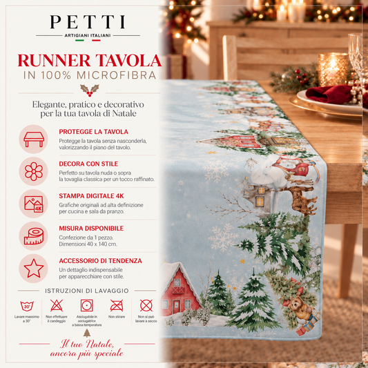 Runner Natalizi, Runner Tavola Natalizio, Tovaglia Runner Natalizia, Runner Cucina Snow