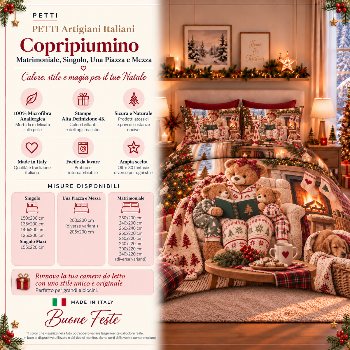 Copripiumini in Stampa Digitale Natalizi Orsetto 09