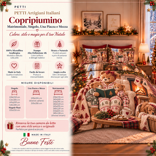 Copripiumini in Stampa Digitale Natalizi Orsetto 09