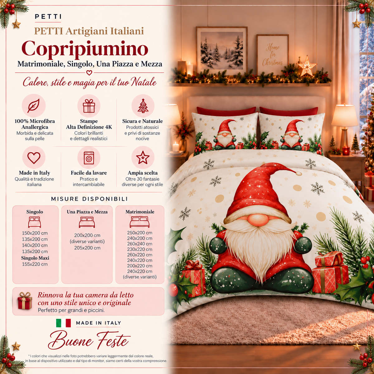 Copripiumini in Stampa Digitale Natalizi Gnomo 01