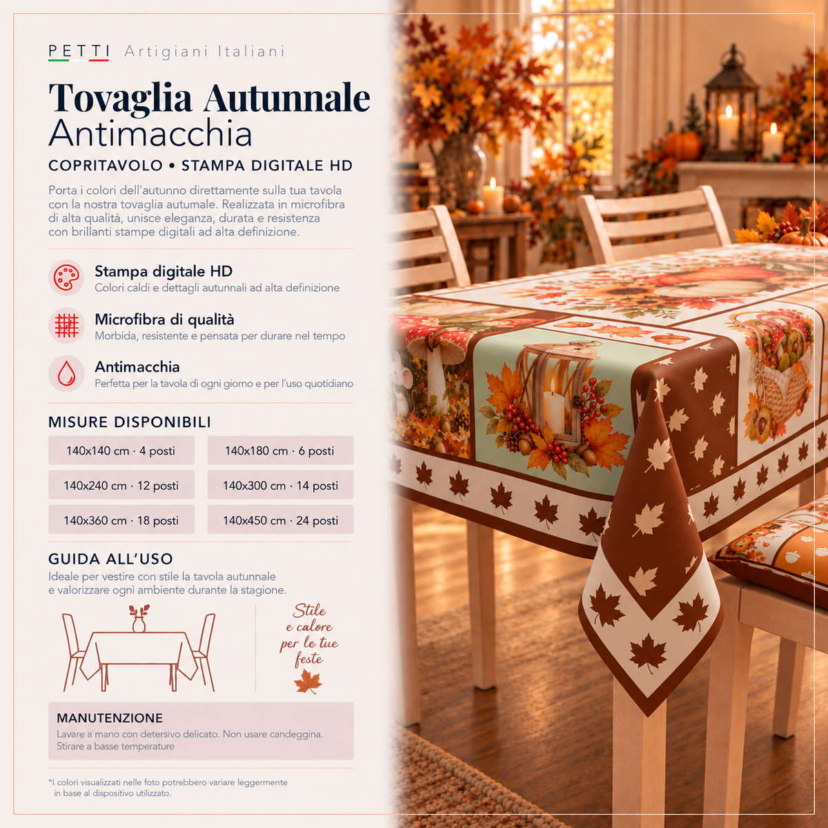 Tovaglia Autunnale Antimacchia in Stampa Digitale Autumn