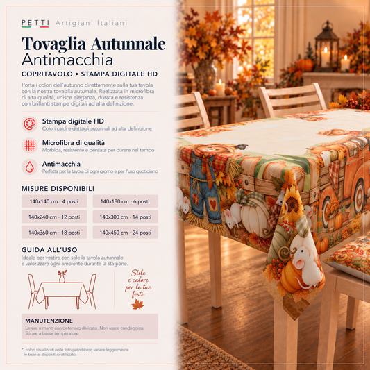 Tovaglia Autunnale Antimacchia in Stampa Digitale Farm Teddy