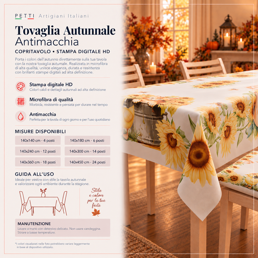 Tovaglia Autunnale Antimacchia in Stampa Digitale Sunflowers