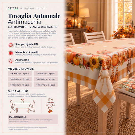 Tovaglia Autunnale Antimacchia in Stampa Digitale Gnomo Fall