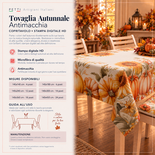 Tovaglia Autunnale Antimacchia in Stampa Digitale Cucina Pumpkin