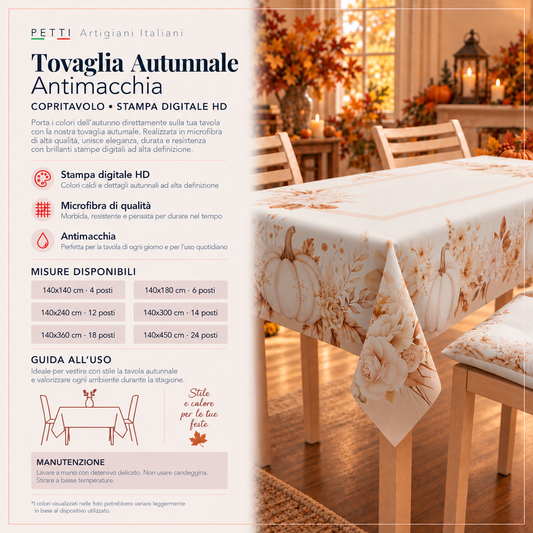 Tovaglia Autunnale Antimacchia in Stampa Digitale Autumn Flowers