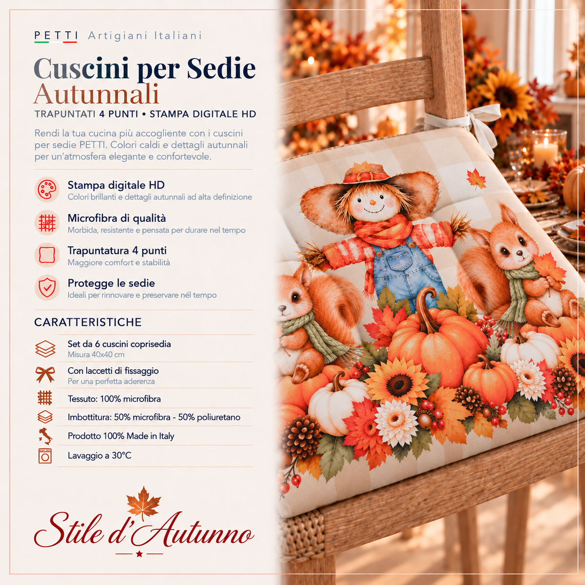 Cuscini per Sedie Coprisedia 6 Pezzi October