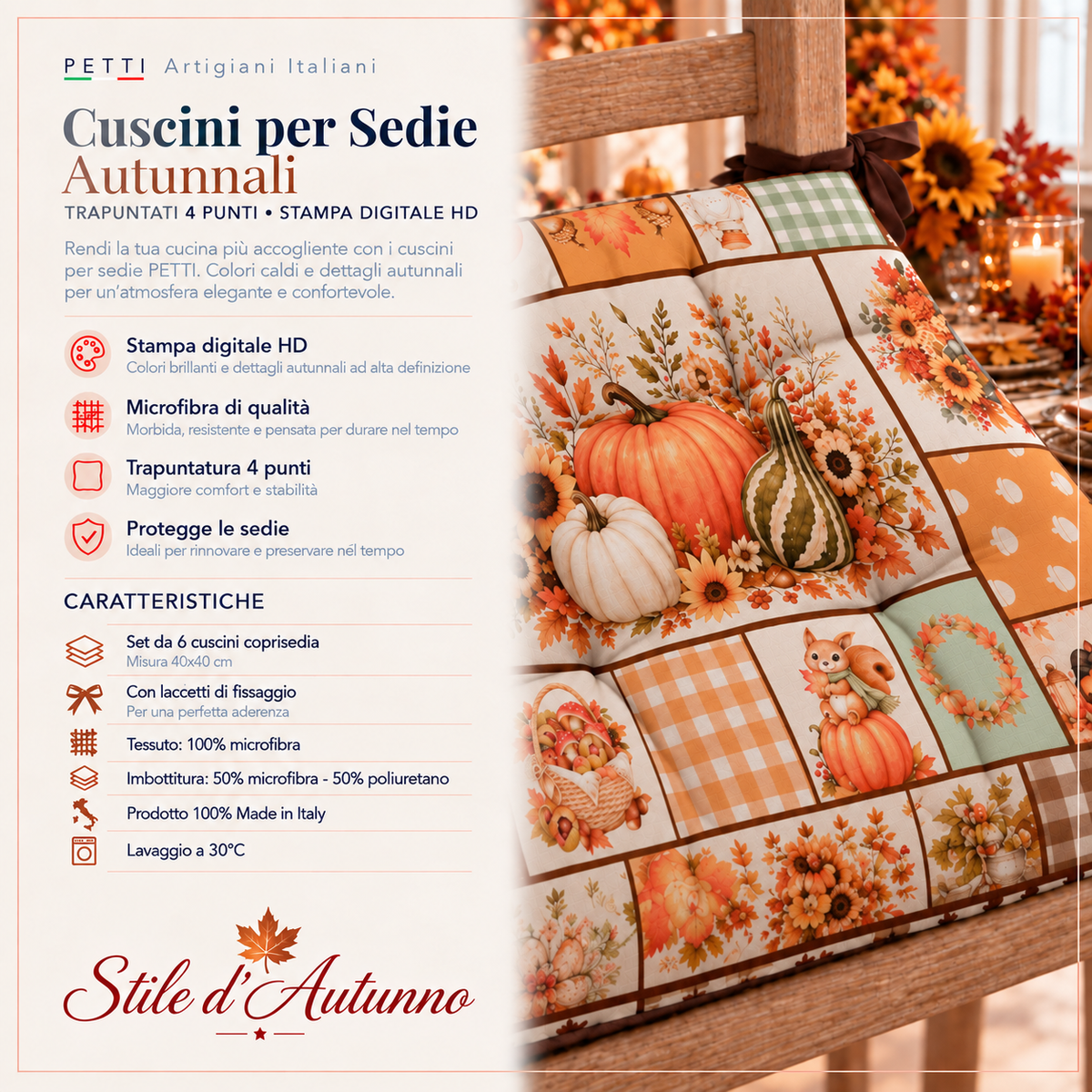 Cuscini per Sedie Coprisedia 6 Pezzi Autumn