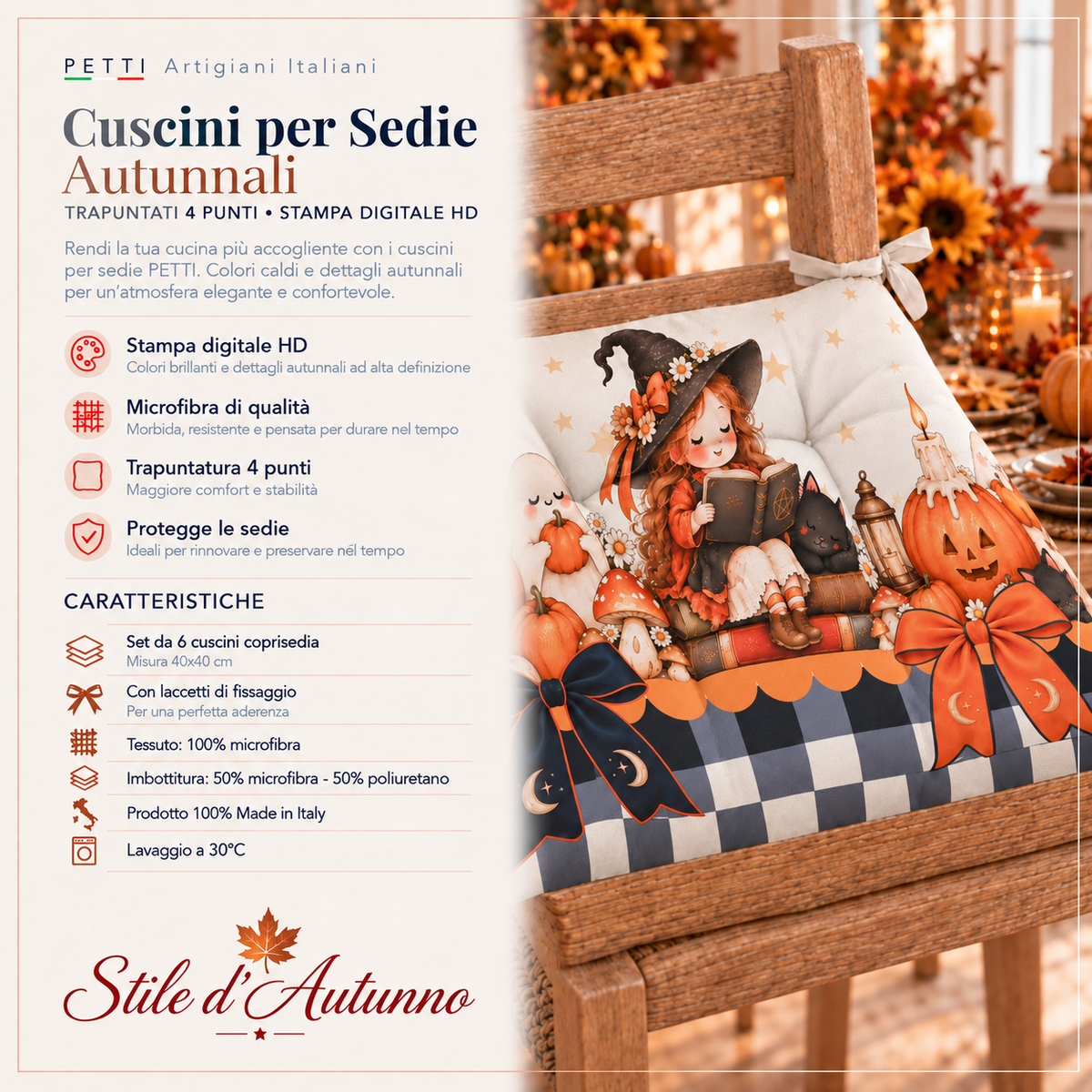 Cuscini per Sedie Coprisedia 6 Pezzi Witch