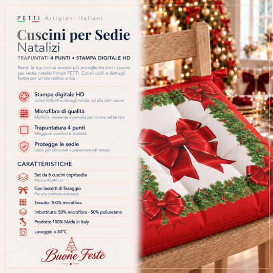 Cuscini per Sedie Natalizi Coprisedia Natalizi 6 Pezzi Fiocco Rosso