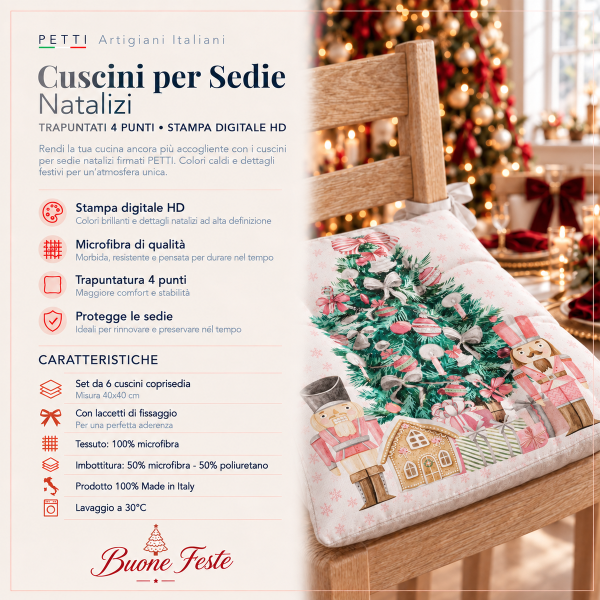 Cuscini per Sedie Natalizi Coprisedia Natalizi 6 Pezzi Soldatini Rosa