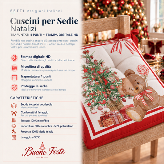 Cuscini per Sedie Natalizi Coprisedia Natalizi 6 Pezzi Orsetto